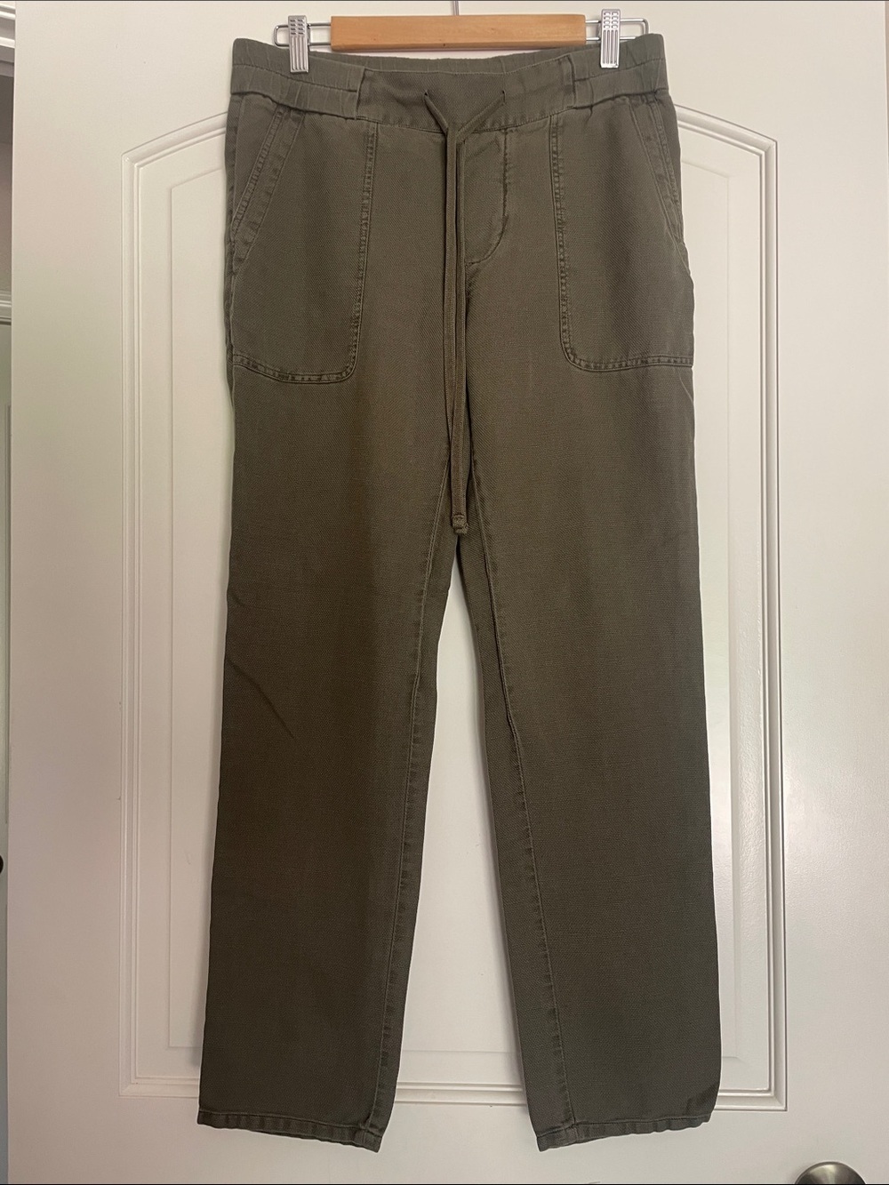 James Perse Cotton Linen Utility Twill Pants Olive Green Size 2